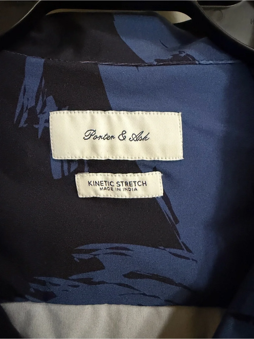 Porter & Ash Modern Brush-Print Collar Shirt - Blue/Black (148)